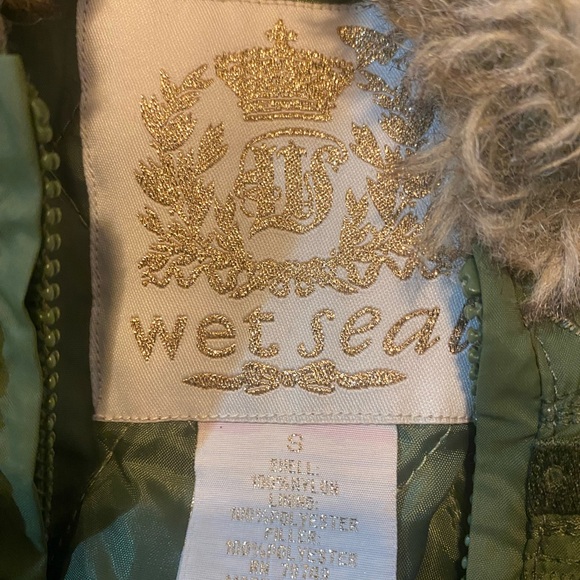 Green wet seal womens fur hood jacket - Picture 2 of 2